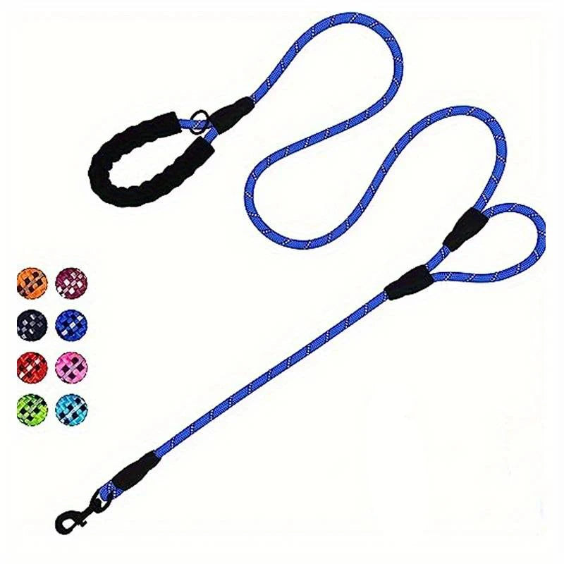 Pet Rope Dog Leash 6ft long,Traffic Padded Two Handle,Heavy Duty,Reflective Double Handles Lead for Control Safety Training,Leas
