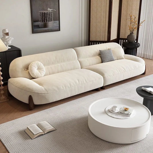 2025 new extremely simple modern cream style designer small apartment living room arc fabric sofa