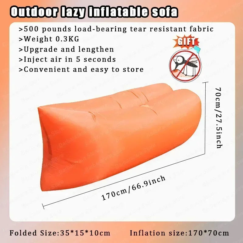 Outdoor Air Lazy Inflatable Sofa Bag Portable Camping Sofa Air Sleeping Bag Lunch Break Mattress Music Festival Portable Sofa