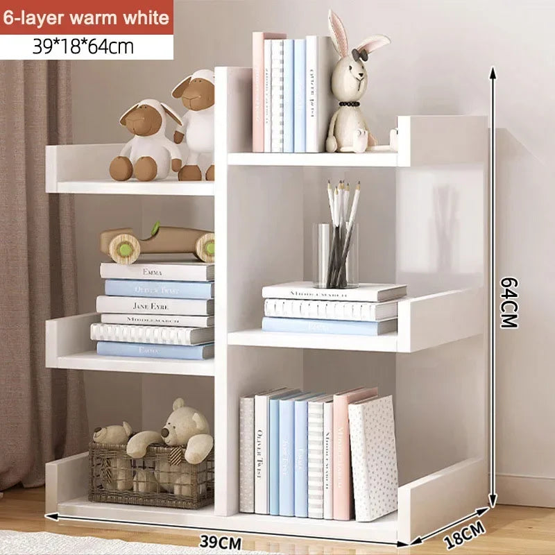 Living Room Bookshelf Multi-Level Floor Standing Storage Rack Office Display Cabinet Bookcase With Drawers Study Books Storage