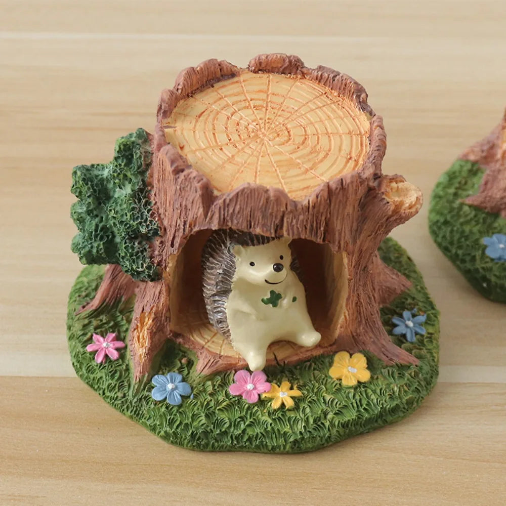 Forest Tree Hole Resin Decor Creative Office Home Desk Decoration Miniature Nature Craft Artwork Desktop Ornament Home Decor