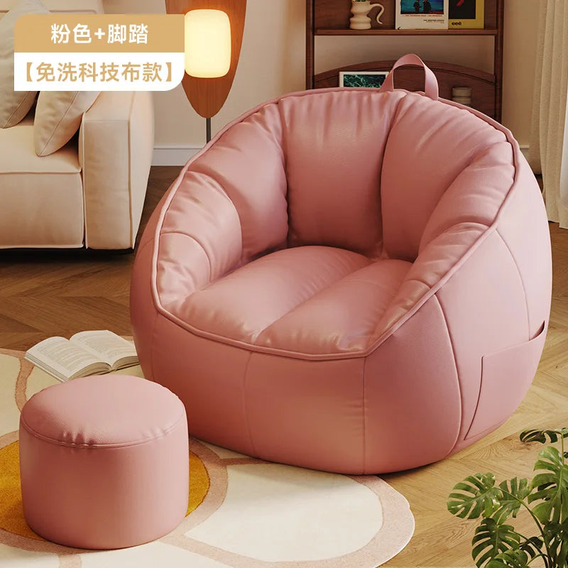 Seat Puff Sofas For Living Room Bean Bag Furniture Single Sofa Pure Cotton And Linen Material Puffs Asiento Lightweight Portable