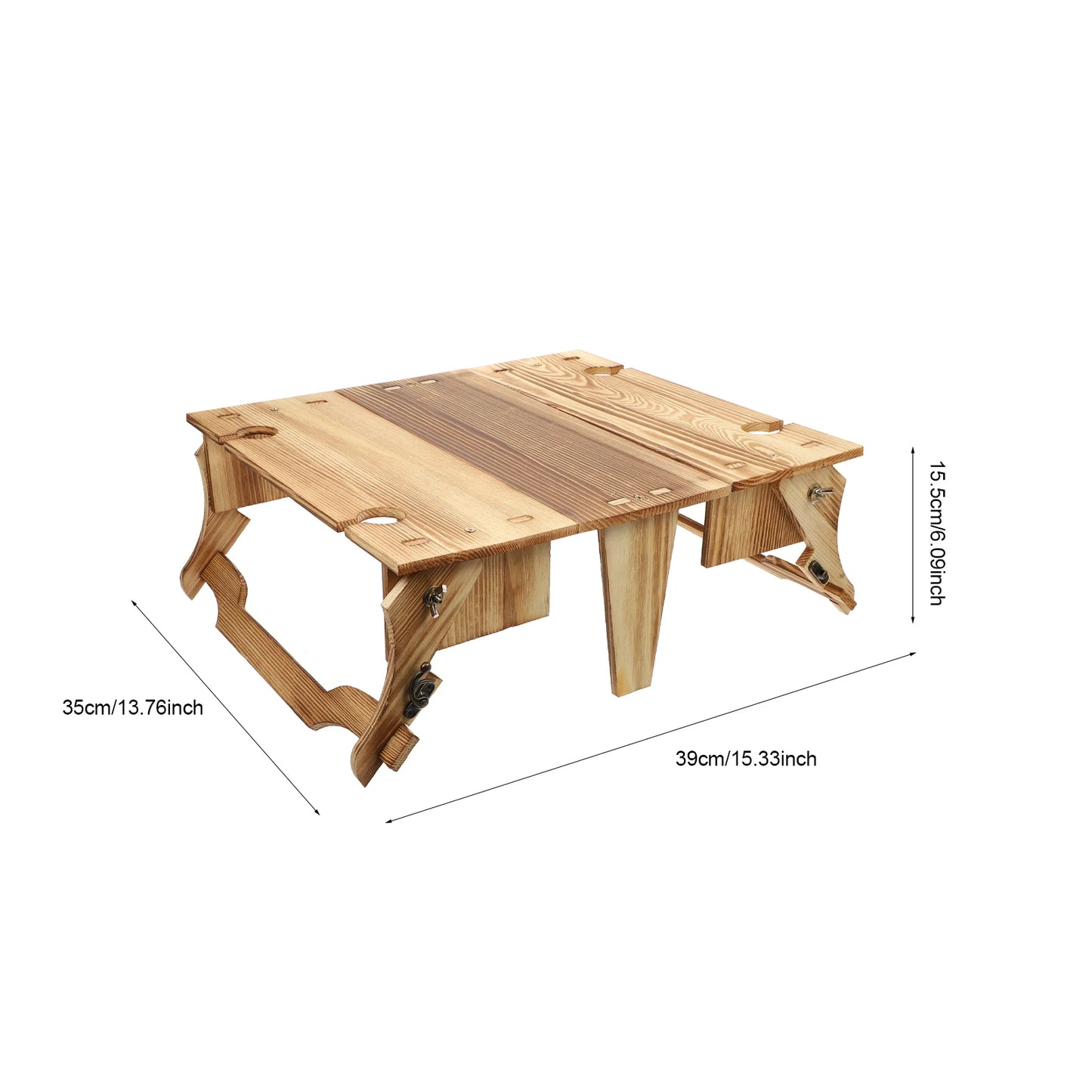 Foldable Picnic Table Wood Desk Small Basket Outdoor Dining Travel Folding Storage Random Color Camping Table Garden Furniture