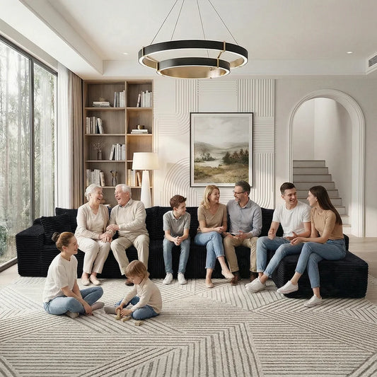 163"L L-shaped modular sofa - Modern living room design - Comfortable - No assembly required - Popular non-rigid combination sof