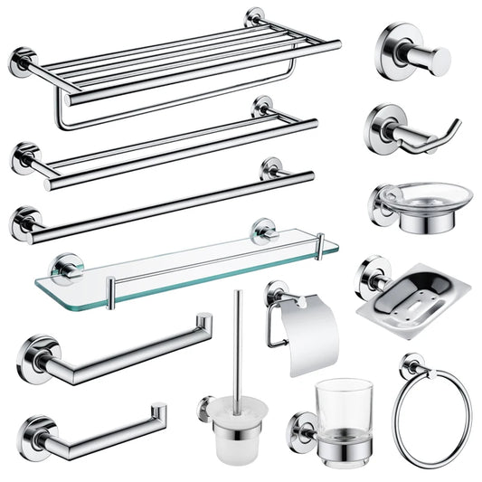 Bathroom Hardware Towel Bar Hook Soap Holder Chrome Polished Towel Rack Shelf Paper Holder Toilet Brush Bathroom Accessories