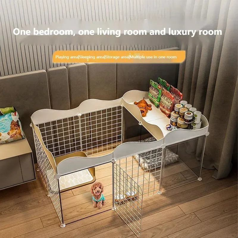 Household Pet Dog Fence House  Kennel Indoor Small Dog Teddy Bear Fence Isolation Door With Toilet Area  Cage