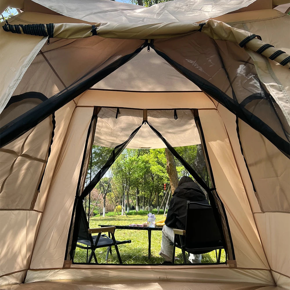 Large Air Tent 5-8 Person Camping Park Tent Family Hiking Trip Suitable Portable Shelter with Inflatable Frame