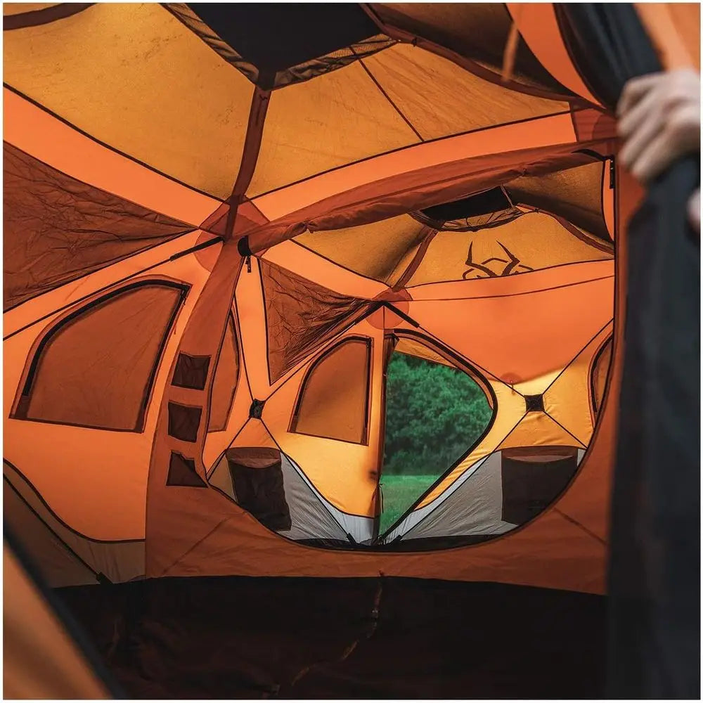 8-Person Sunset Orange Tent with Quick Setup, Waterproof & UV Protection, Removable Floor, Ample Storage, GT800SS