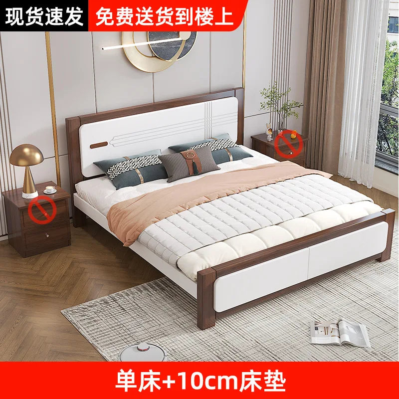 Master bedroom Nordic economy bed 1.8 meters solid wood bed 1.5 meters double bed household small apartment 1.2 meters single be