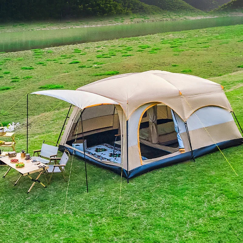 In 2025, upgrade to a two-bedroom, one-living-room outdoor folding portable windproof tent