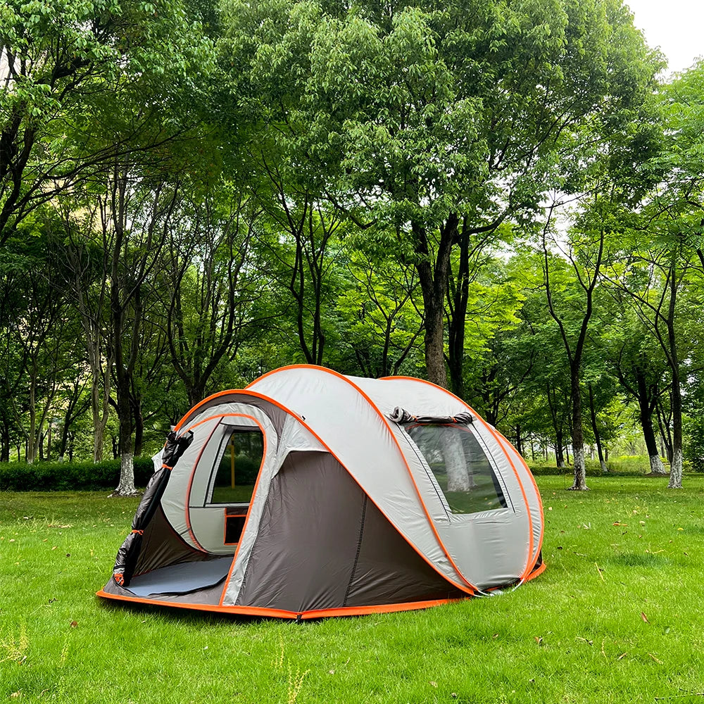 A pop-up tent, outdoor tent, camping tent, oval tent, waterproof and sun-proof travel tent, suitable for camping hiking trips