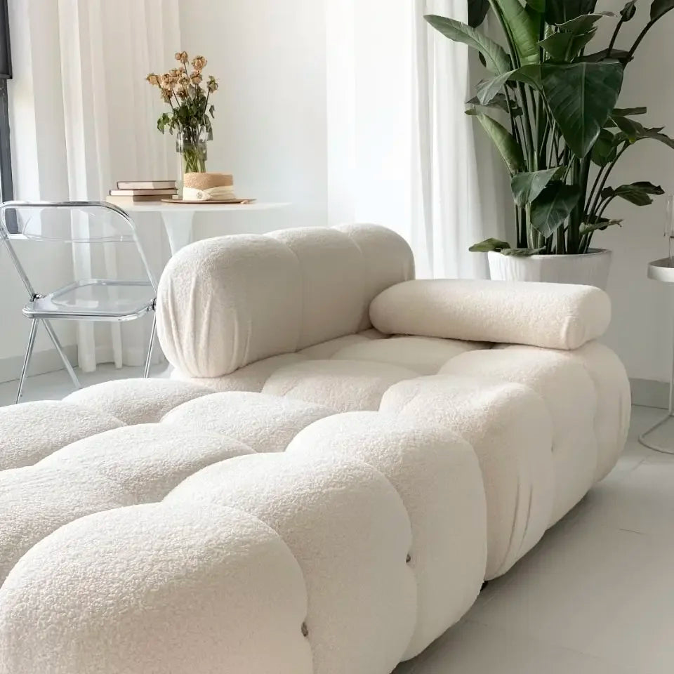 Modern Minimalist Creative Block-Style Fabric Sofa Compact Living Room Balcony Seating with Trendy Upholstery WebPopular Design