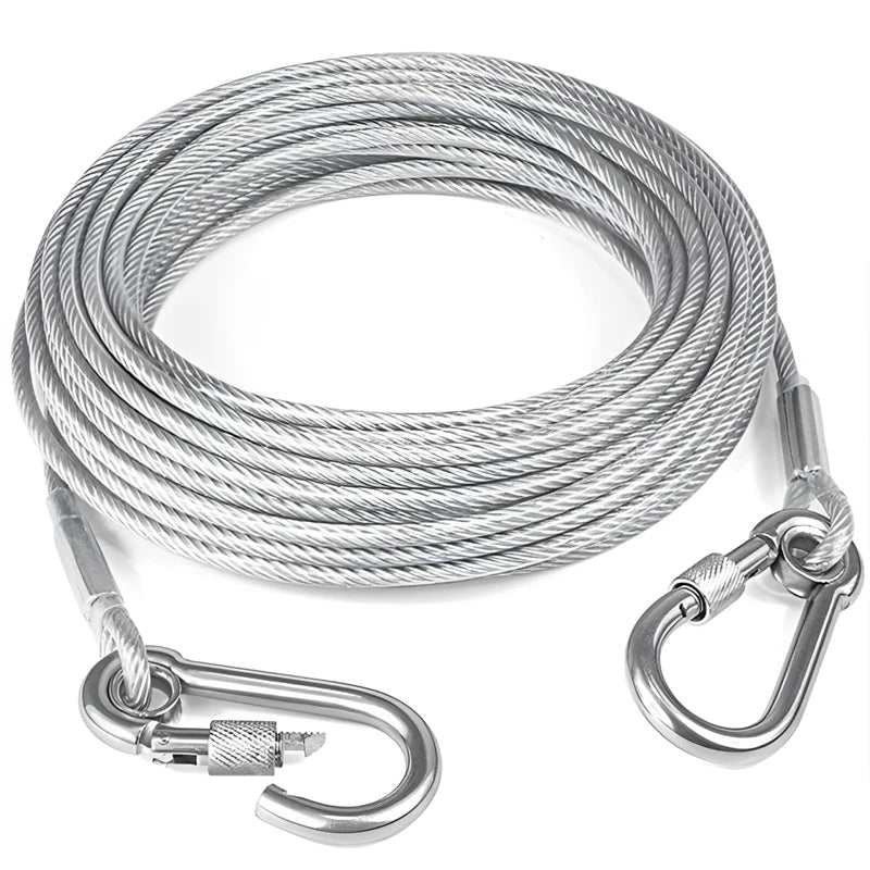 Pet Outdoor Double Hook Extended Steel Wire Rope Dog Rope Pet Traction Rope Anti Bite Dog Chain Metal Hooks Pet Supplies
