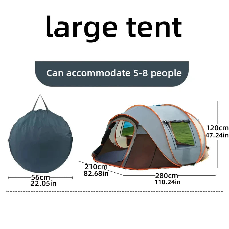 A pop-up tent, outdoor tent, camping tent, oval tent, waterproof and sun-proof travel tent, suitable for camping hiking trips