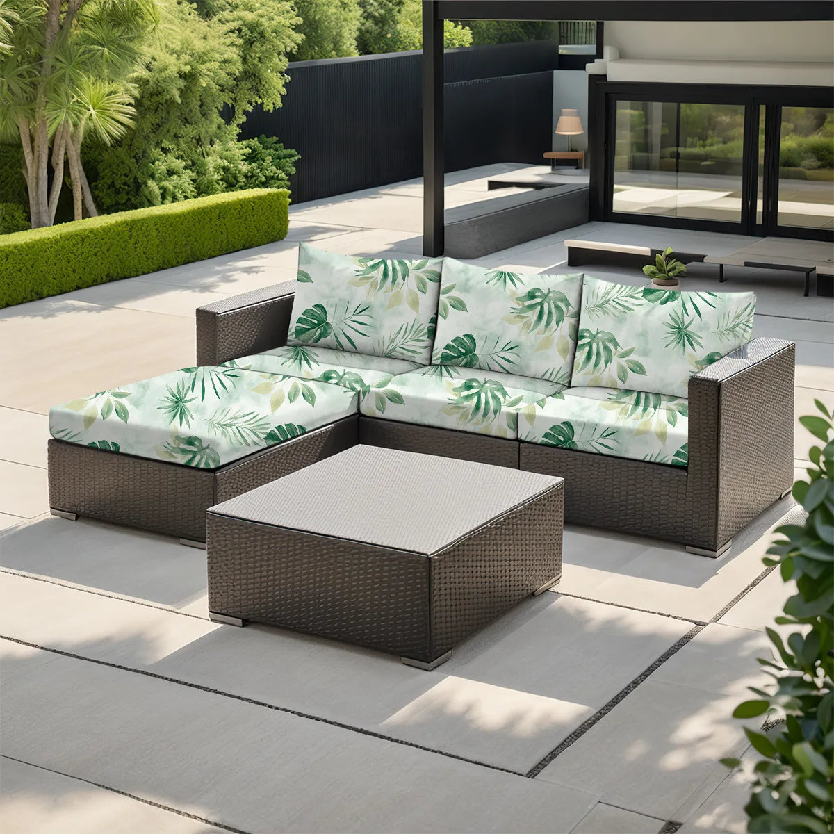 Outdoor Waterproof Tropical Print Sofa Cushion Covers Non-Slip Furniture Protectors Replacement for Individual Seat Cushions New
