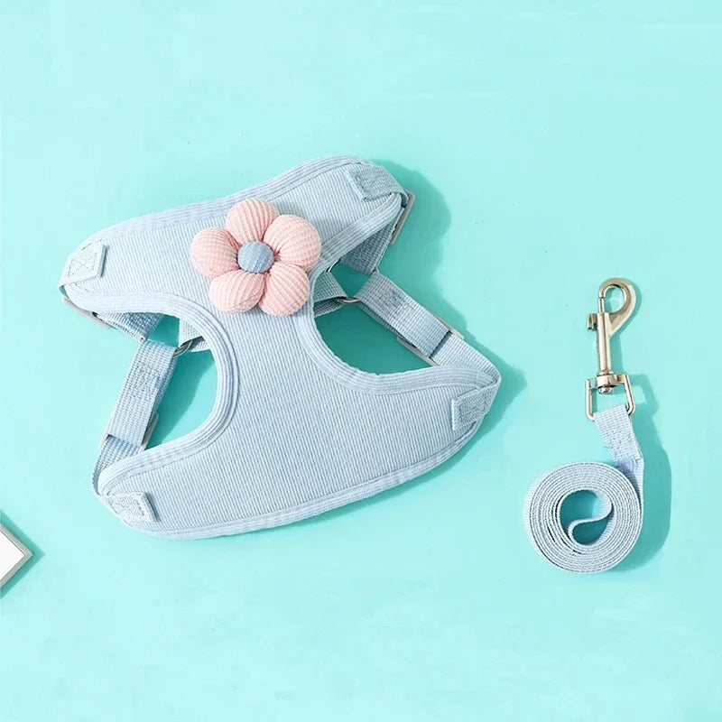 Pet vest traction rope dog cartoon three-dimensional accessories Teddy walking dog rope cat going out chest and back protection