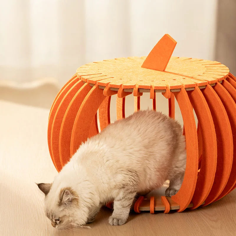 Pumpkin House Felt Cat Nest Fresh and Breathable Cat Bed Semi-enclosed Summer Pet Nest Practical Pet Furniture cat bed
