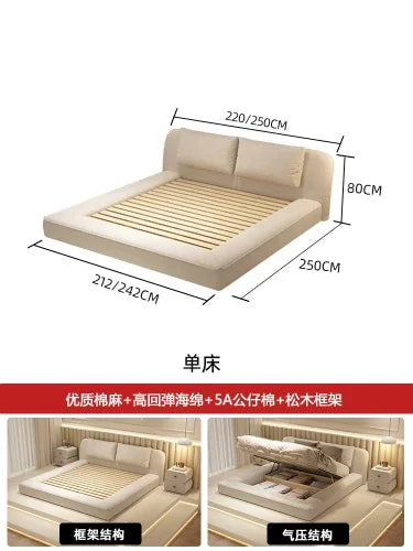 Queen Size Marriage Bed Modern Minimalist Multifunctional Bedroom Bed Storage Space Camas De Casal De Luxo Home Furniture