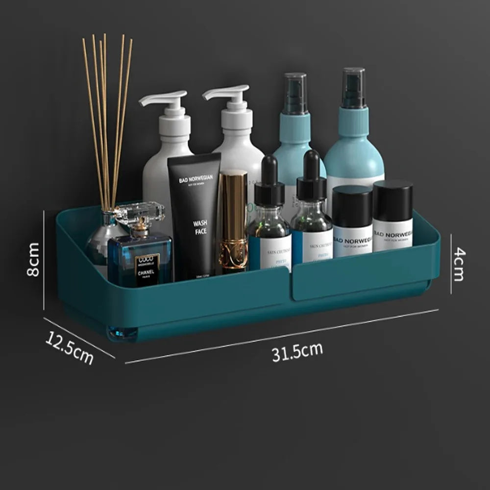 Bathroom  Kitchen Convenience Rack Shelf Makeup Storage Organizer Cosmetics Shampoo Rack Shower Shelf Wall Spice No Drilling