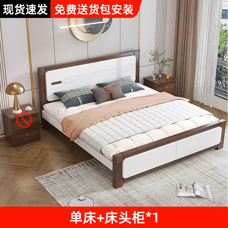 Master bedroom Nordic economy bed 1.8 meters solid wood bed 1.5 meters double bed household small apartment 1.2 meters single be