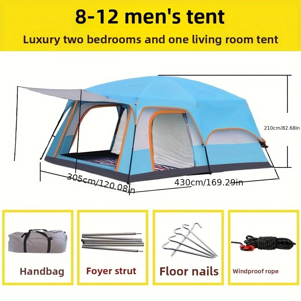 In 2025, upgrade to a two-bedroom, one-living-room outdoor folding portable windproof tent