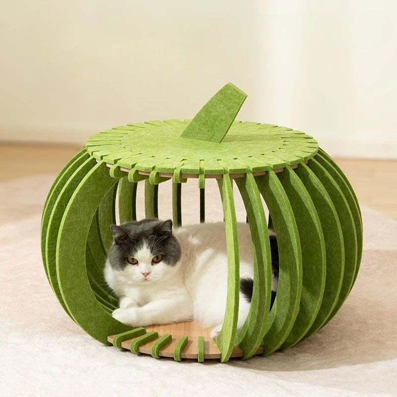 Pumpkin House Felt Cat Nest Fresh and Breathable Cat Bed Semi-enclosed Summer Pet Nest Practical Pet Furniture cat bed