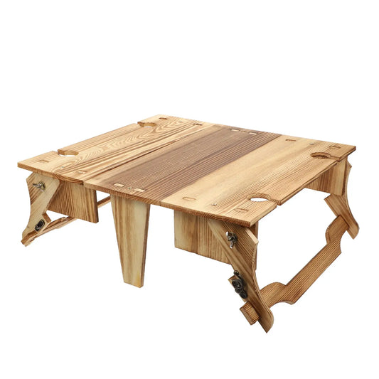 Foldable Picnic Table Wood Desk Small Basket Outdoor Dining Travel Folding Storage Random Color Camping Table Garden Furniture