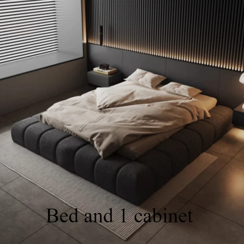 Frame High End Bed Aesthetics Tatami Minimalist Wedding Confortable Bed Master Bedroom Fashionable Design Muebles Furniture