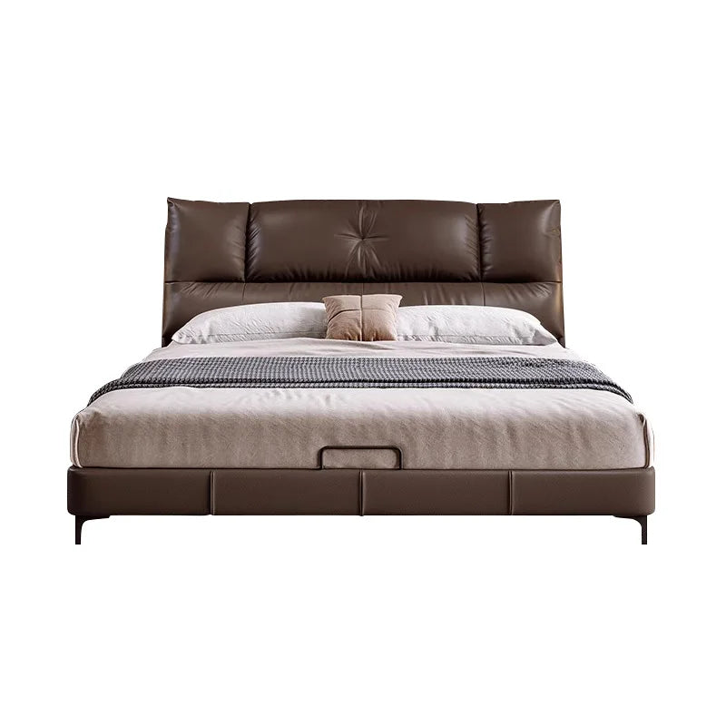King/Queen Size Bedroom Furniture Modern Simple Leather Soft Bed Bedroom Furniture Wedding Bed Light Luxury Designer Double Bed