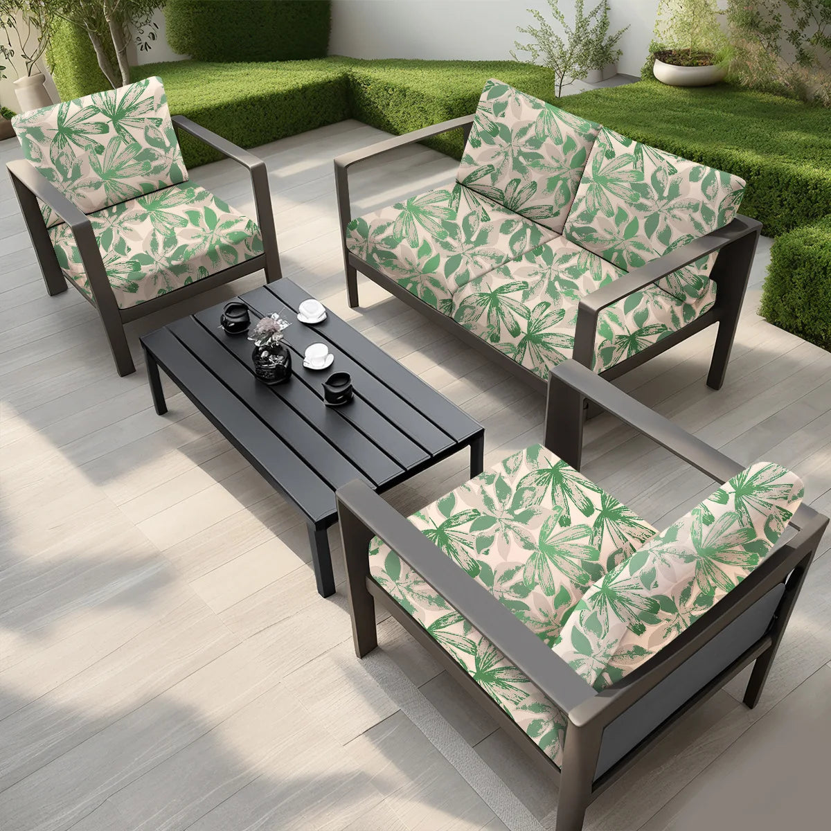 Outdoor Waterproof Tropical Print Sofa Cushion Covers Non-Slip Furniture Protectors Replacement for Individual Seat Cushions New