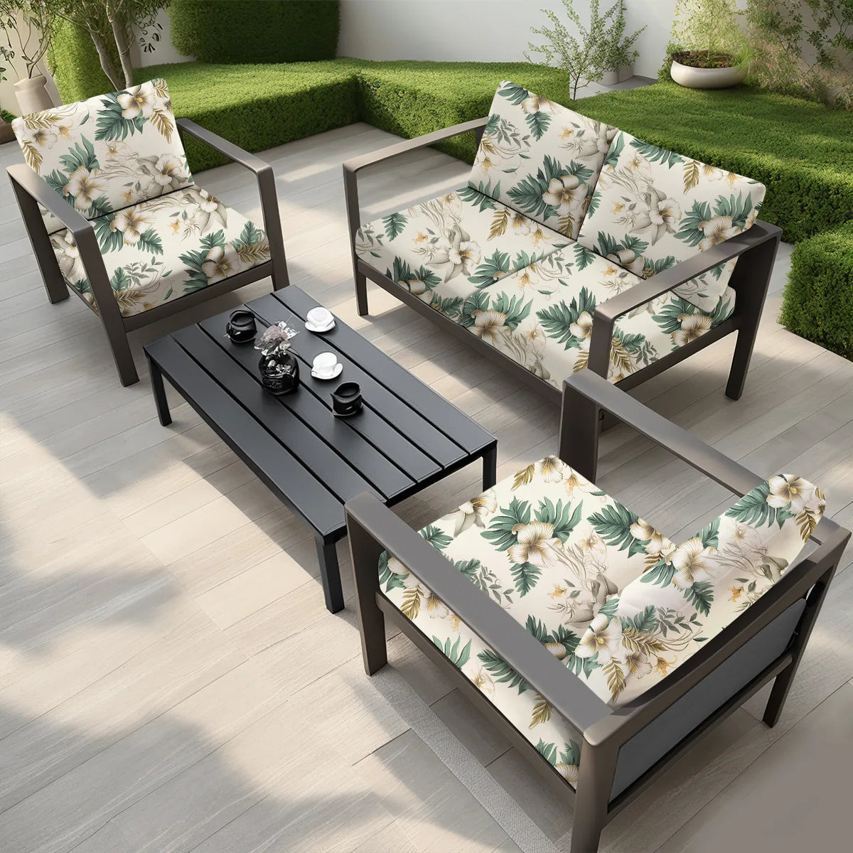 Outdoor Waterproof Tropical Print Sofa Cushion Covers Non-Slip Furniture Protectors Replacement for Individual Seat Cushions New