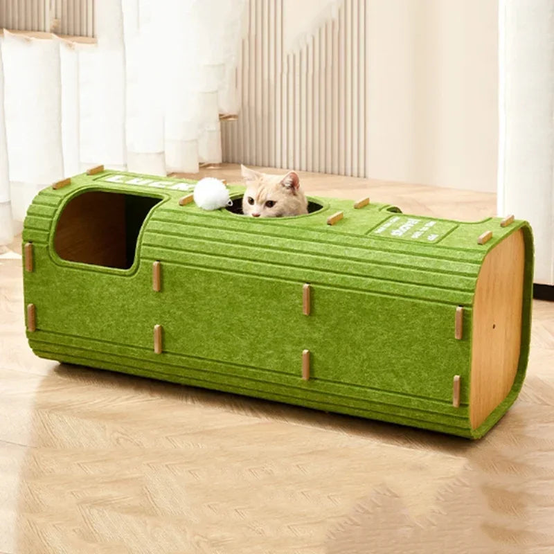 Multi-layer Cat House for Indoor Cats Pet Climbing Frame Integrated Cat Tree Double-layer Scratching Board Enclosed Cat House
