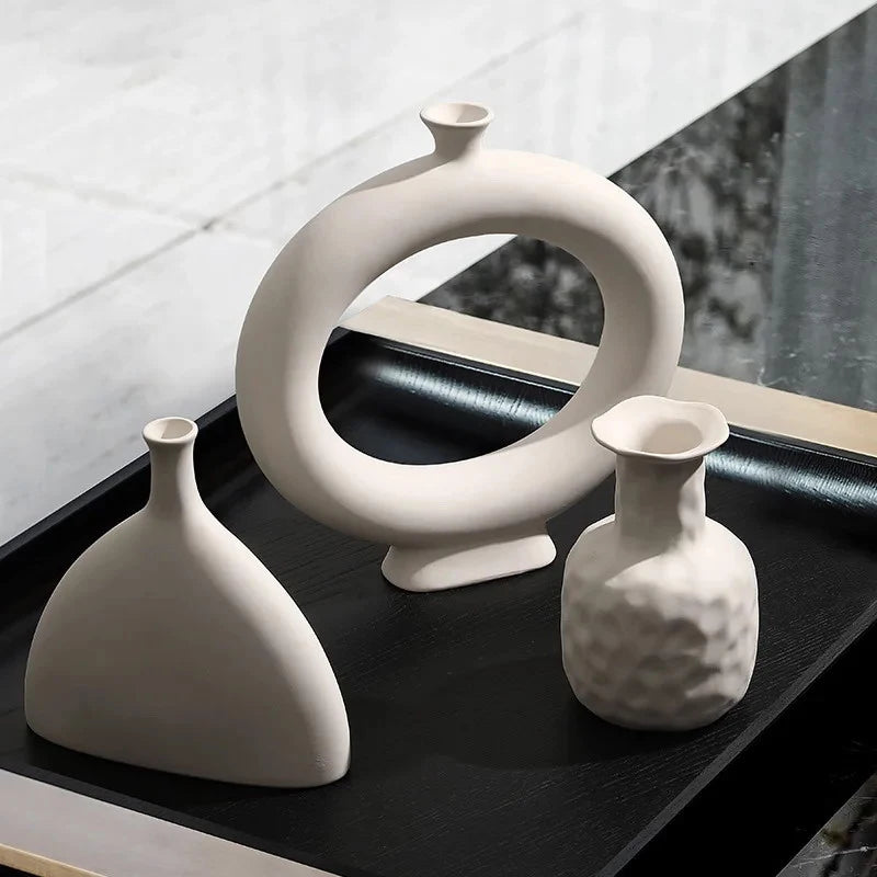 Bedroom Desktop Home Decor Photography Background Decor Modern Simple Ceramic Art Vase Dried Flowers Flower Arrangement Ornament