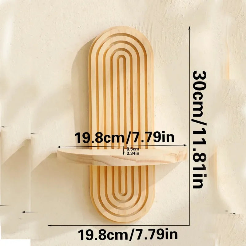 Boho Style Wooden Shelves, Wall Mounted Storage Rack Modern Home Decor ,Display Decoration for Living Room