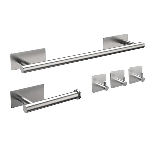 5-Piece Bathroom Hardware Set – Wall-Mounted Accessories Including Towel Bar, Hooks, and Toilet Paper Holder