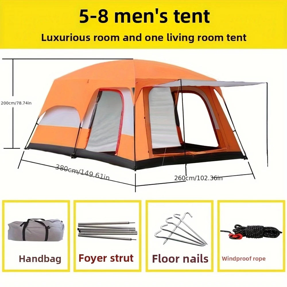 In 2025, upgrade to a two-bedroom, one-living-room outdoor folding portable windproof tent