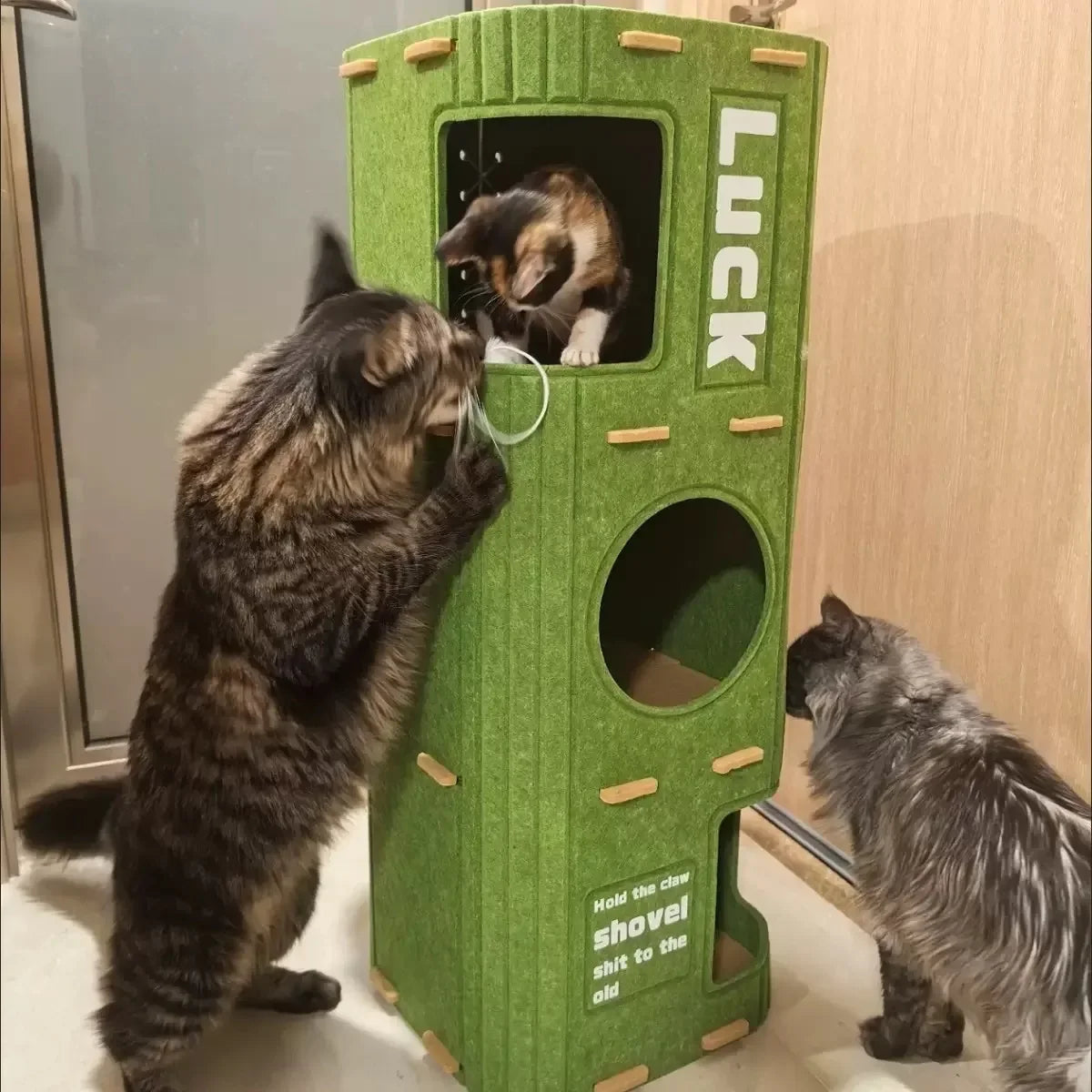 Multi-layer Cat House for Indoor Cats Pet Climbing Frame Integrated Cat Tree Double-layer Scratching Board Enclosed Cat House