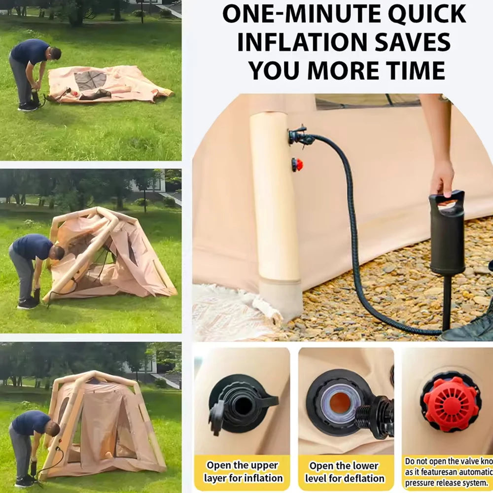 Large Air Tent 5-8 Person Camping Park Tent Family Hiking Trip Suitable Portable Shelter with Inflatable Frame