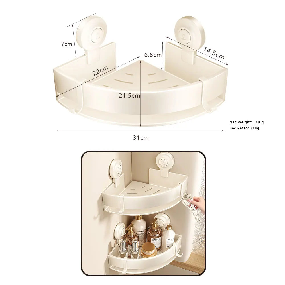 Bathroom Storage Rack Punch Free Nail-free Shower Corner Wall Shelf Makeup Product Shampoo Organizer Bathroom Accessories Holder