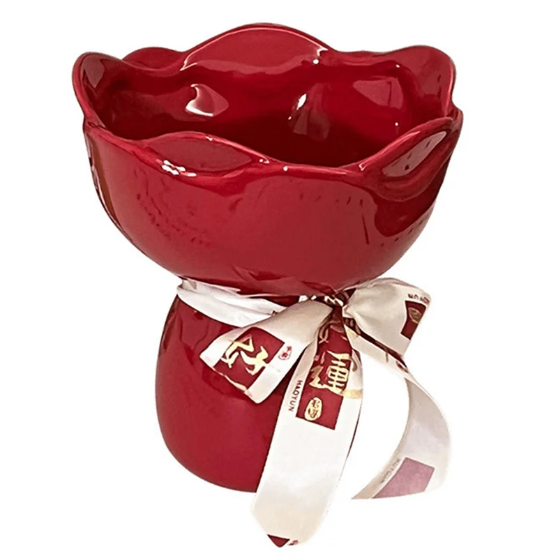 A69edesk Decor  Vase Rose Flower Shaped Floral Bouquet For Home Gardening Decorative Vases Room
