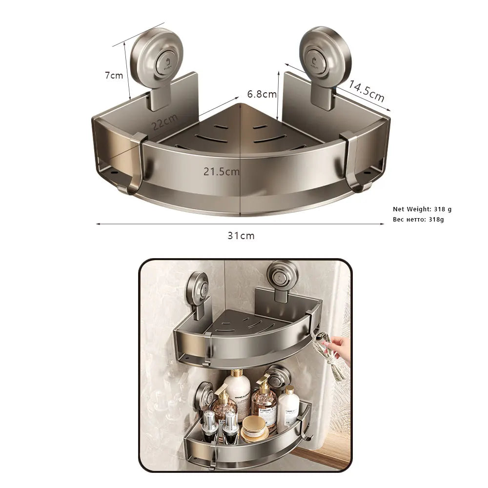 Bathroom Storage Rack Punch Free Nail-free Shower Corner Wall Shelf Makeup Product Shampoo Organizer Bathroom Accessories Holder