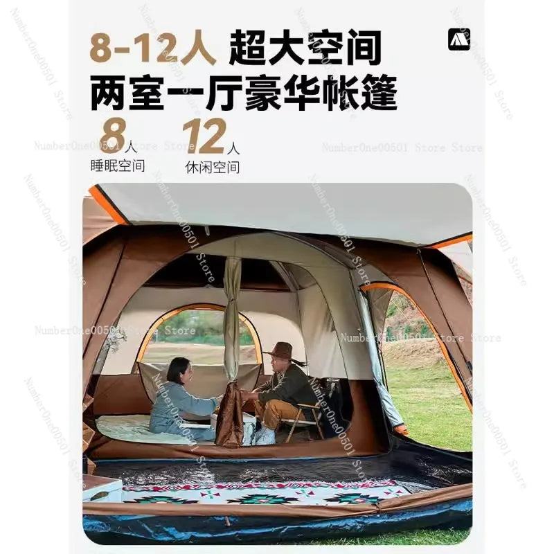 Two bedrooms and one living room large tent outdoor camping rain and sun protection villa convenient folding camping supplies