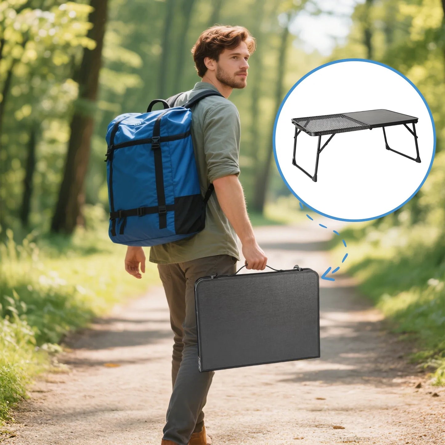 Outdoor Half-Folding Table Multi-Functional Iron Table High Load-Bearing Capacity Portable Picnic Camping Garden Barbecue Table