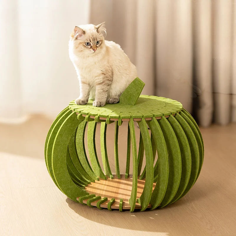 Pumpkin House Felt Cat Nest Fresh and Breathable Cat Bed Semi-enclosed Summer Pet Nest Practical Pet Furniture cat bed