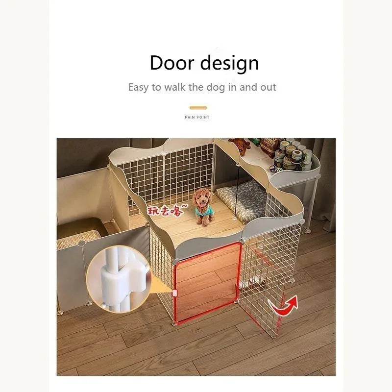 Household Pet Dog Fence House  Kennel Indoor Small Dog Teddy Bear Fence Isolation Door With Toilet Area  Cage