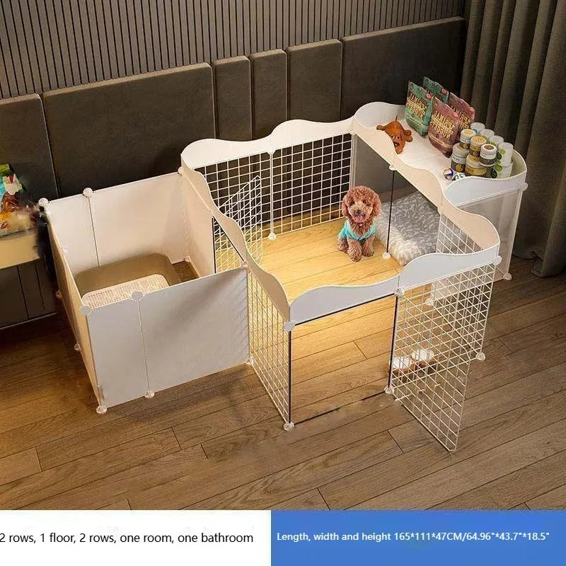 Household Pet Dog Fence House  Kennel Indoor Small Dog Teddy Bear Fence Isolation Door With Toilet Area  Cage