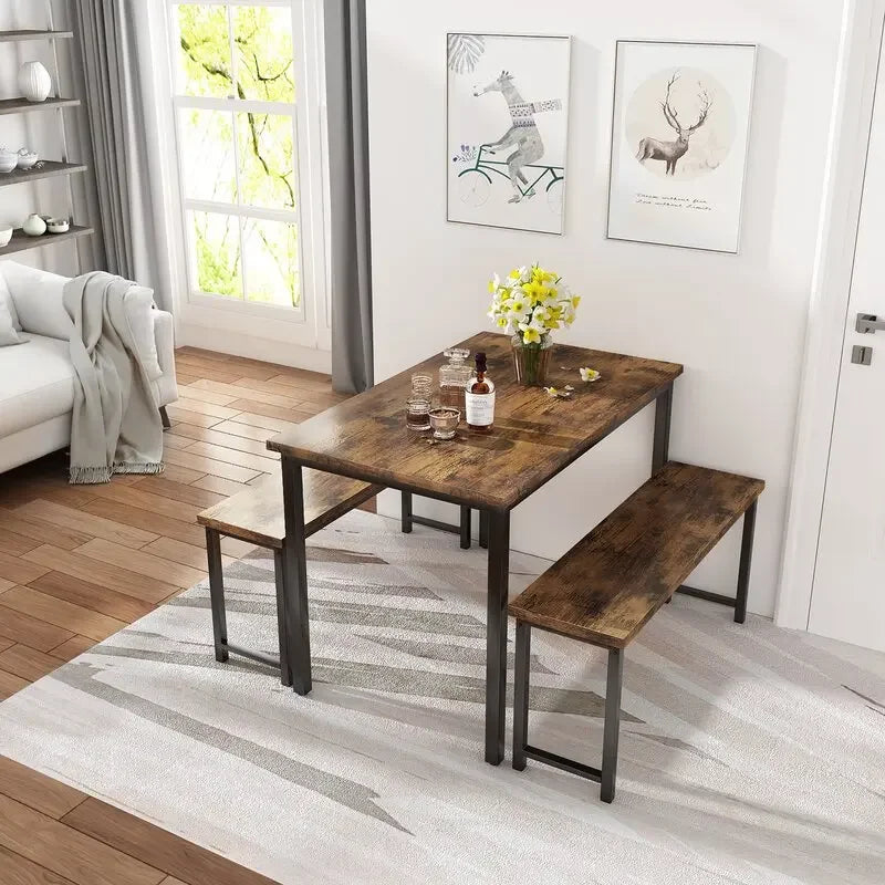 Modern Recycled Pine Dining Table Set Ultra Modern Design Goes Hand in Hand with Affordability and Versatility Dining Table