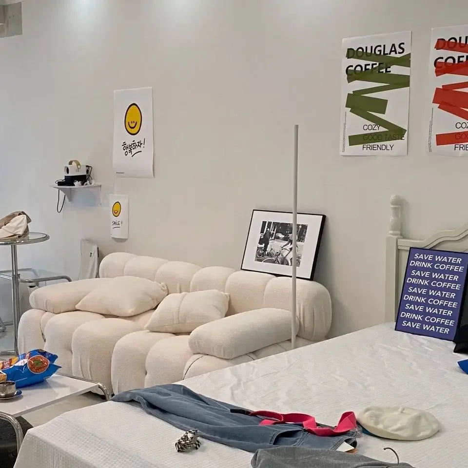 Modern Minimalist Creative Block-Style Fabric Sofa Compact Living Room Balcony Seating with Trendy Upholstery WebPopular Design