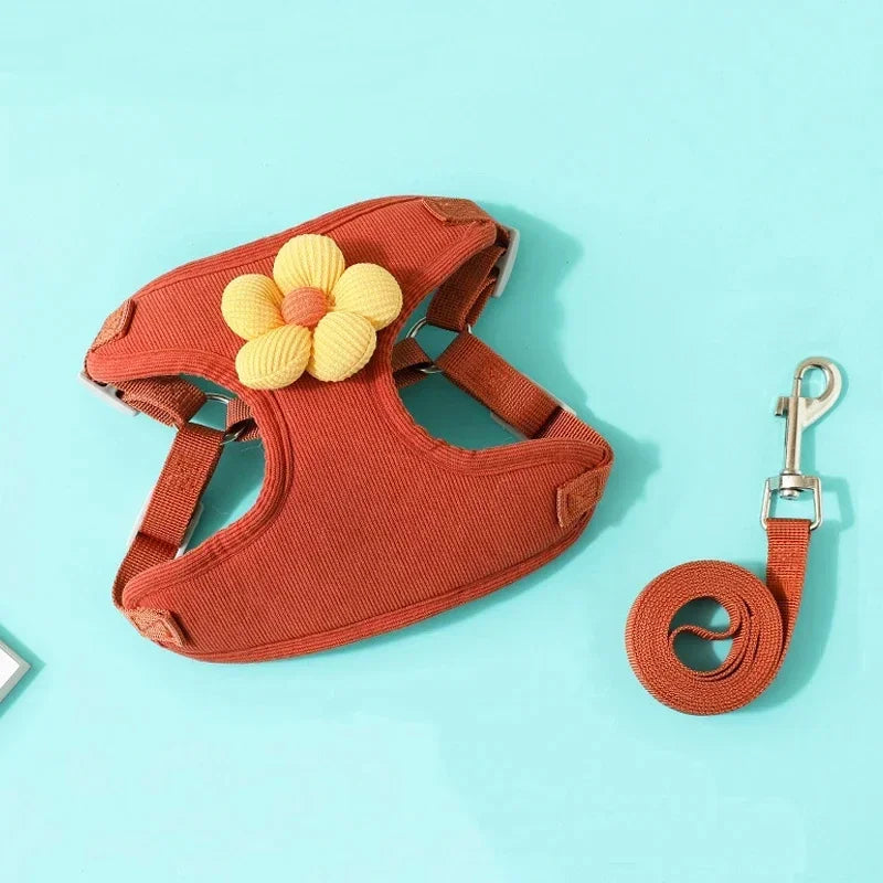 Pet vest traction rope dog cartoon three-dimensional accessories Teddy walking dog rope cat going out chest and back protection