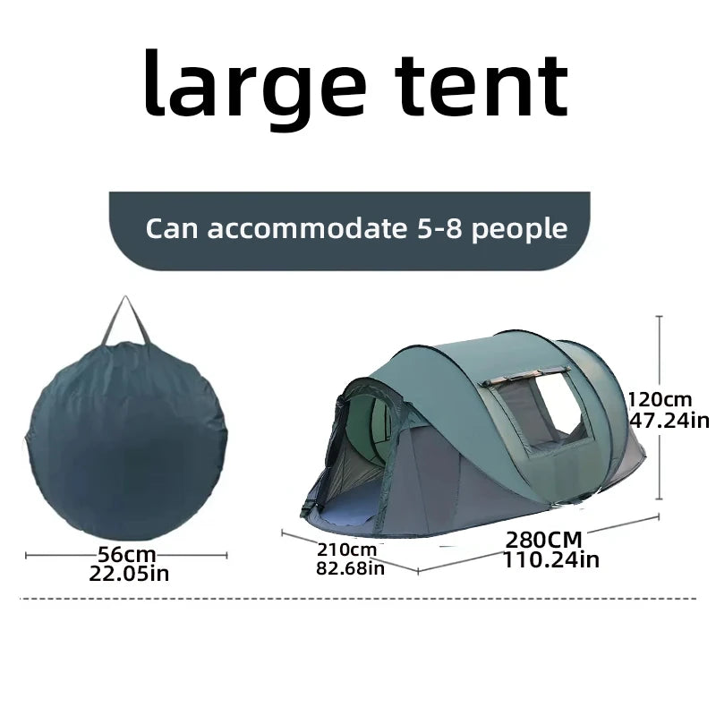 A pop-up tent, outdoor tent, camping tent, oval tent, waterproof and sun-proof travel tent, suitable for camping hiking trips